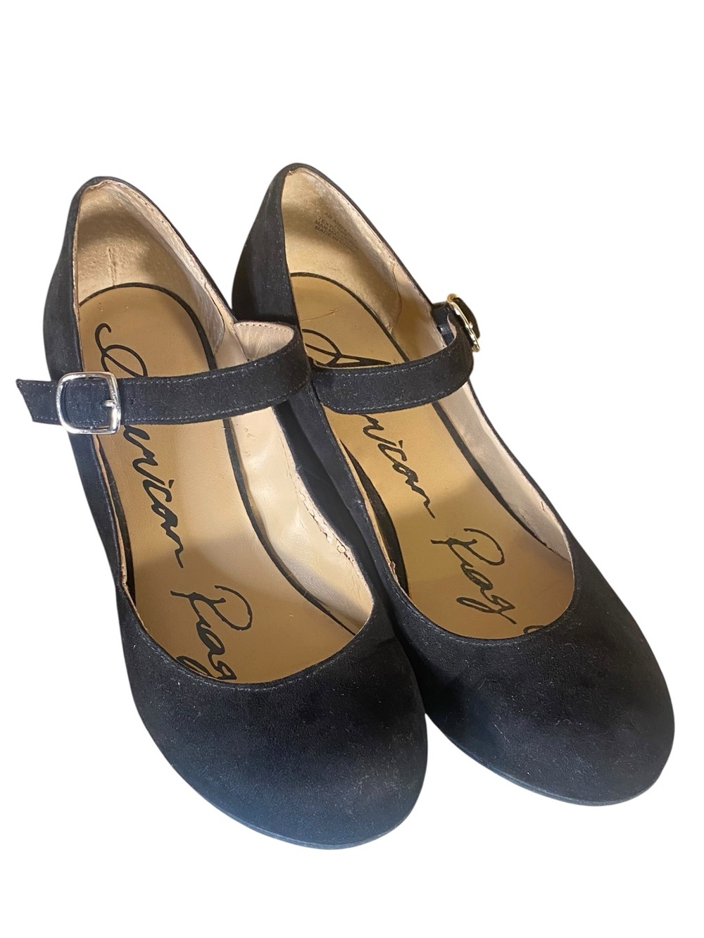 American Rag Mary Jane Pumps Faux Suede Closed Toe Ankle Strap MEESHA SZ 7.5